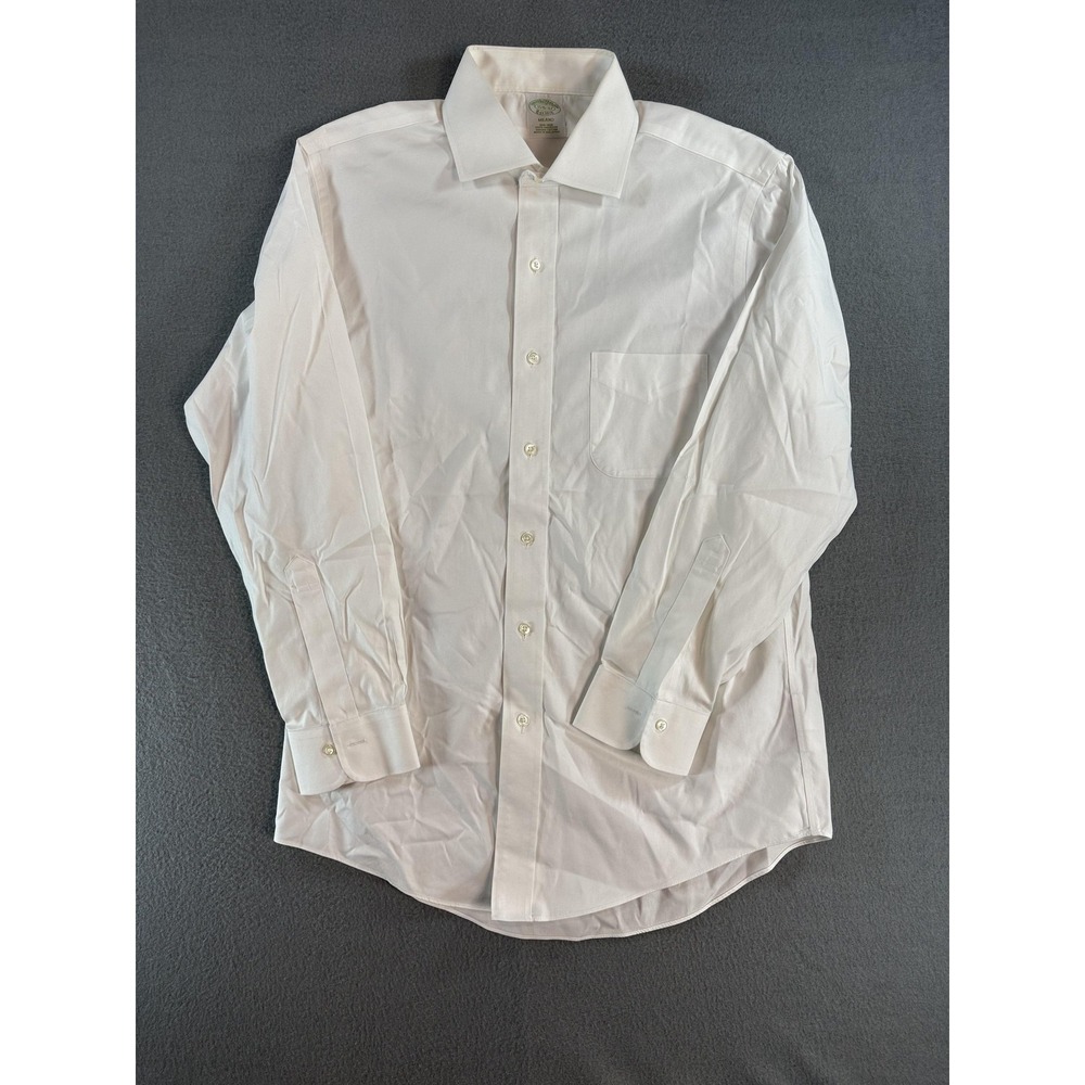 Brooks Brothers Dress Shirt Mens 15.5 32/33 White Non Iron Supima Cotton Milano